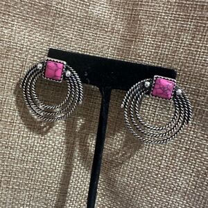 Pink and Silver lazo Earrings